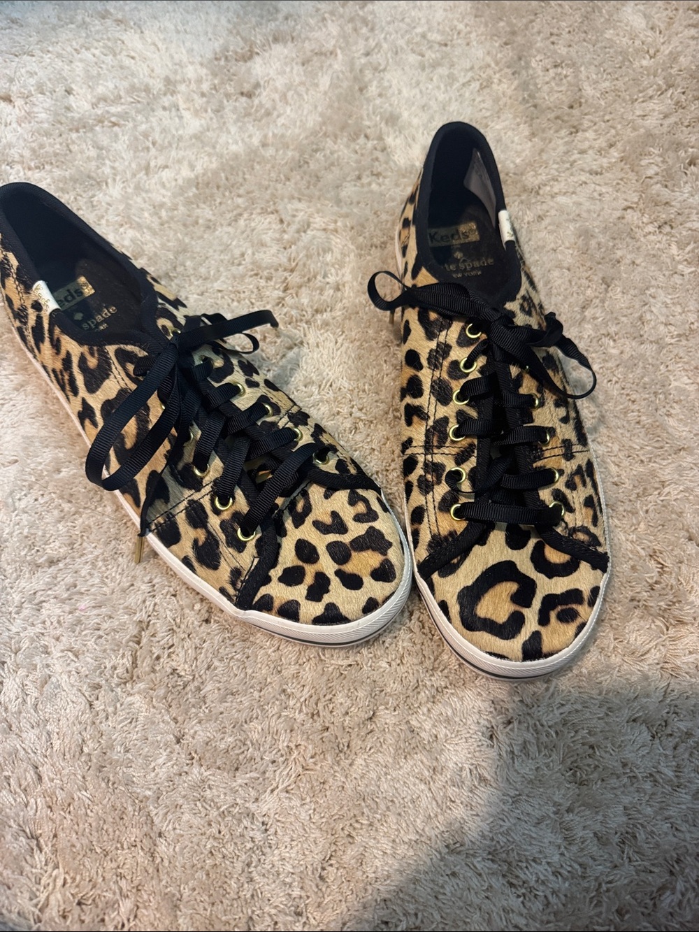 Keds x Kate Spade Leopard-Print Low-Top Sneakers in Tan and Black